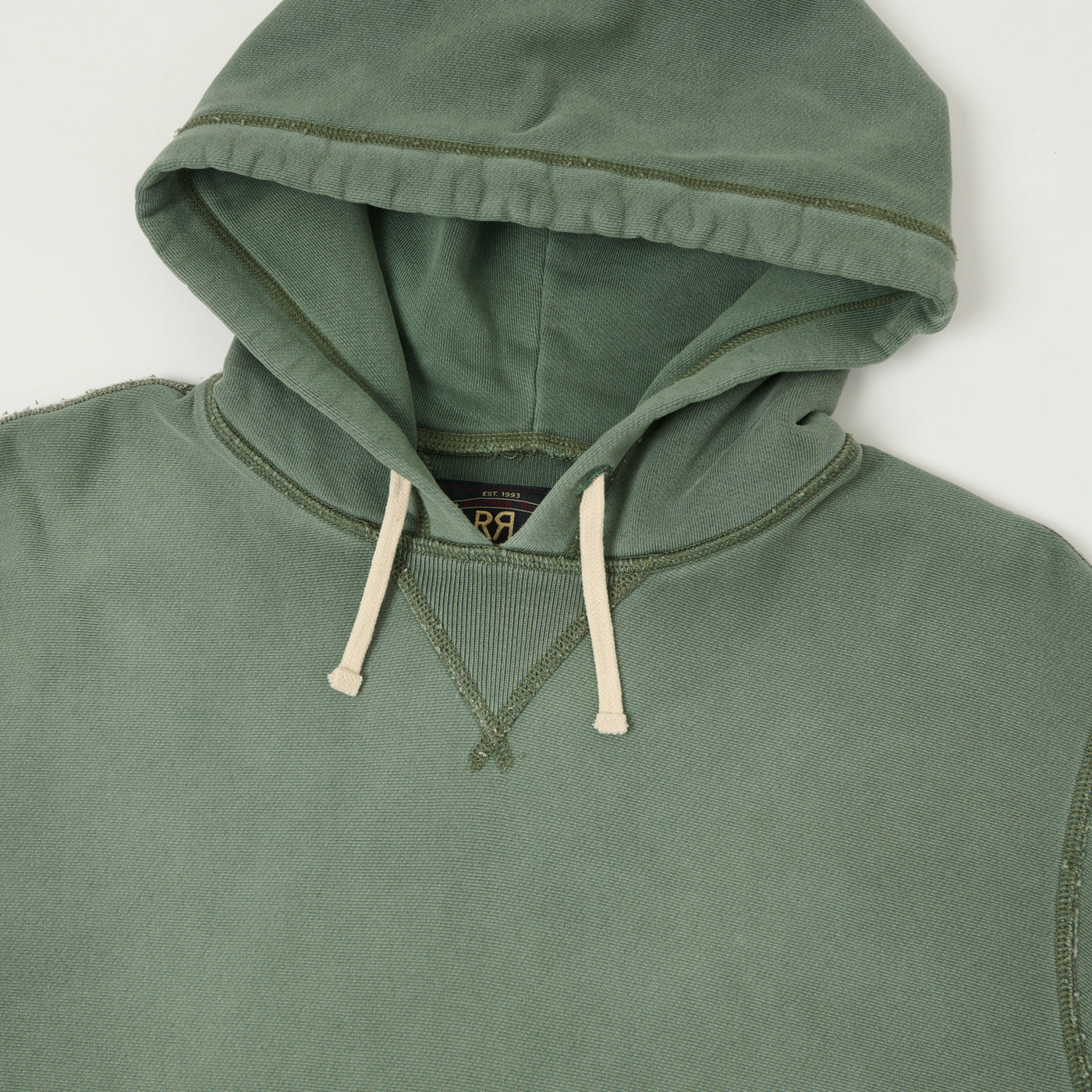 RRL Garment-Dyed French Terry Hoodie - Faded Green