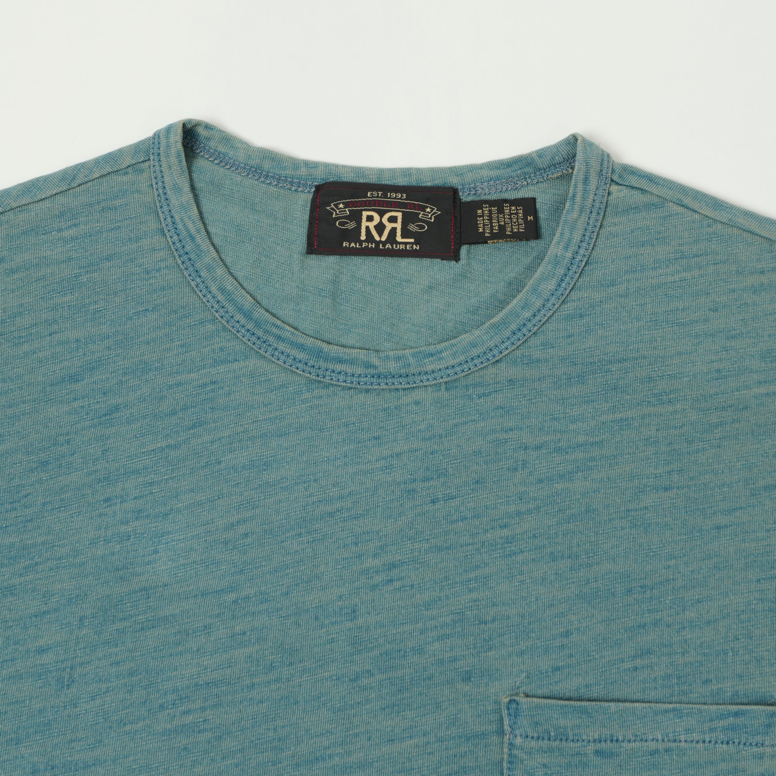 RRL Washed Jersey Pocket T-Shirt - Light Indigo