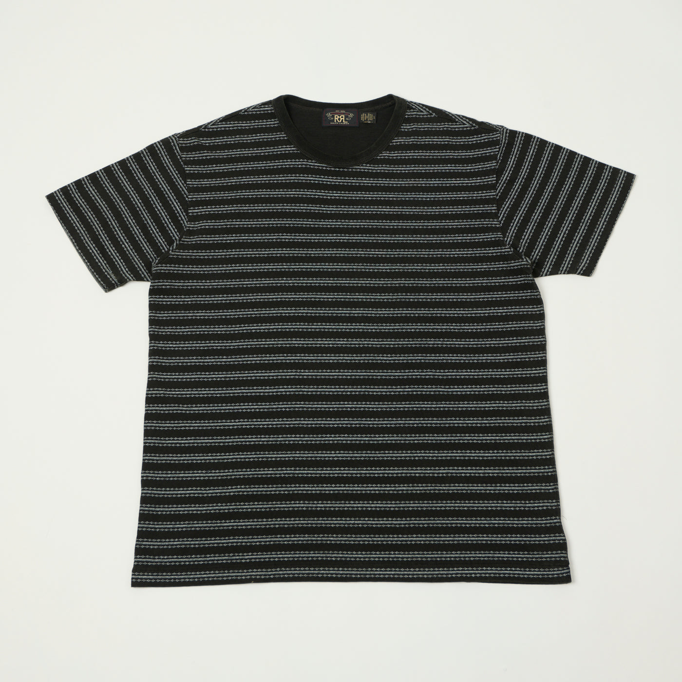 RRL Striped Jacquard T-Shirt - Indigo Black