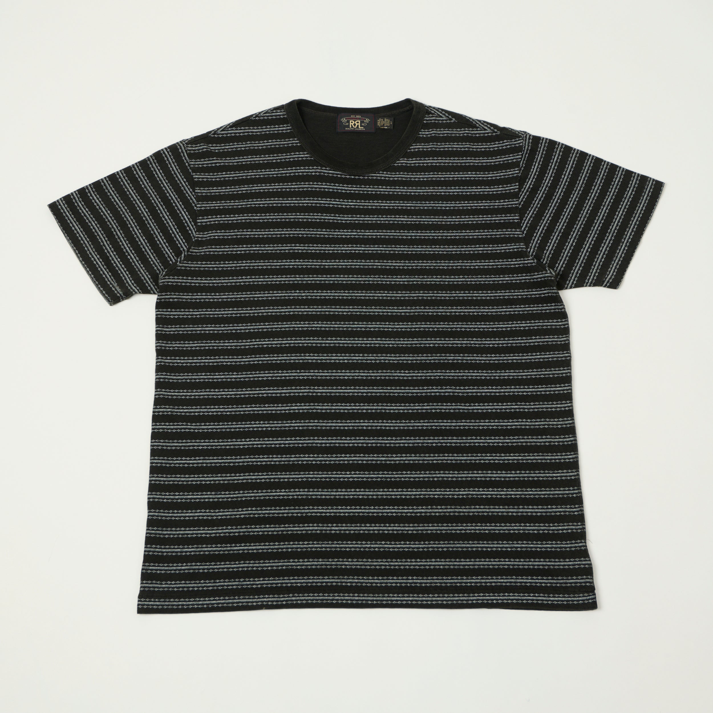 RRL Striped Jacquard T-Shirt - Indigo Black
