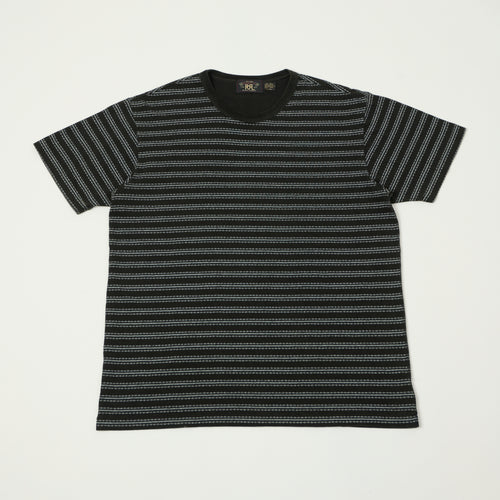 RRL Striped Jacquard T-Shirt - Indigo Black