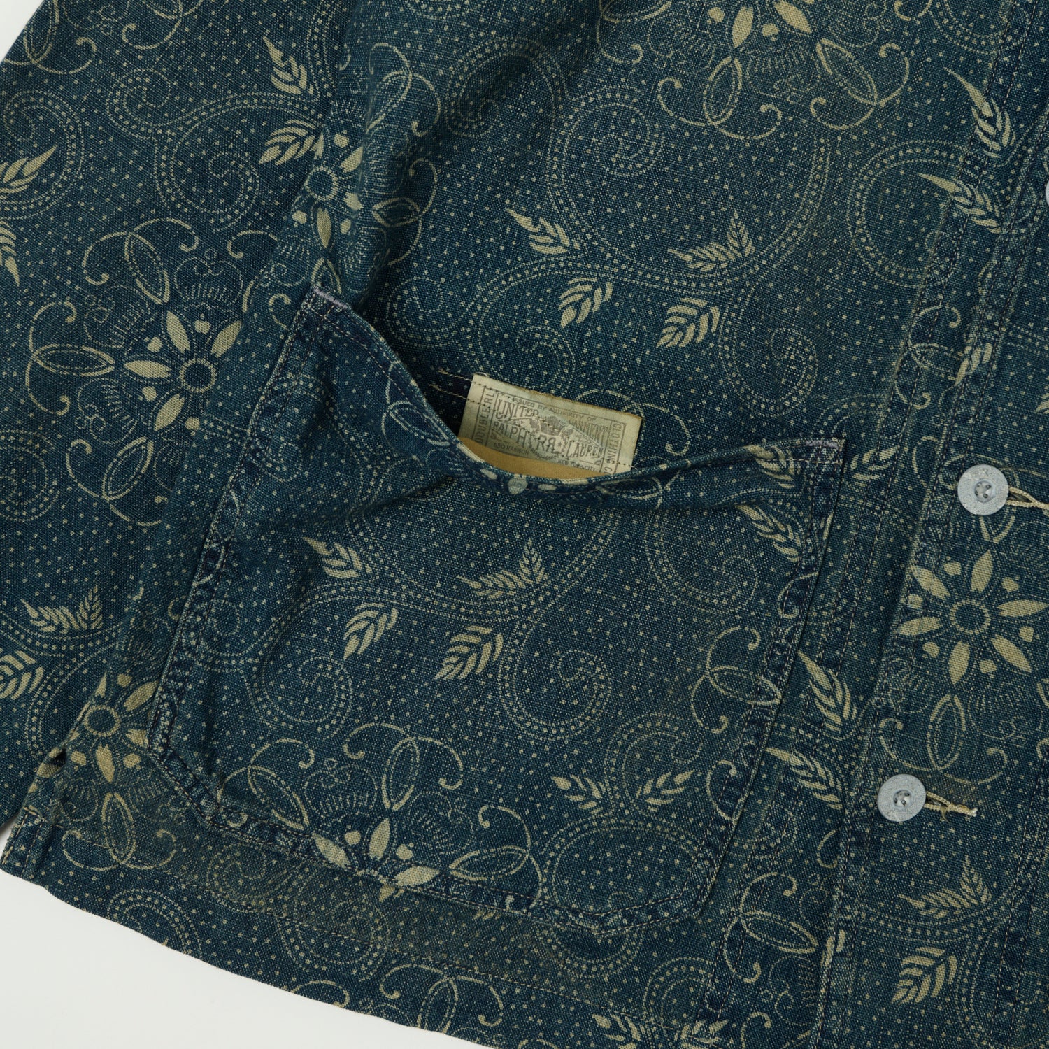 RRL Shawl Collar Overshirt - Indigo Paisley