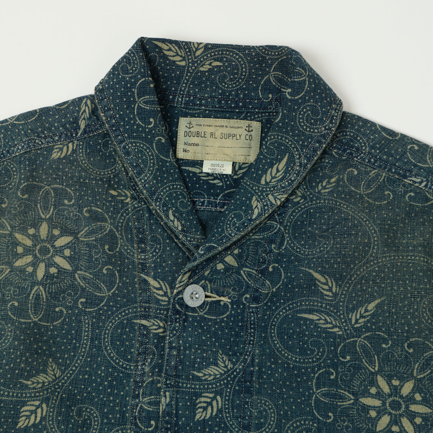 RRL Shawl Collar Overshirt - Indigo Paisley