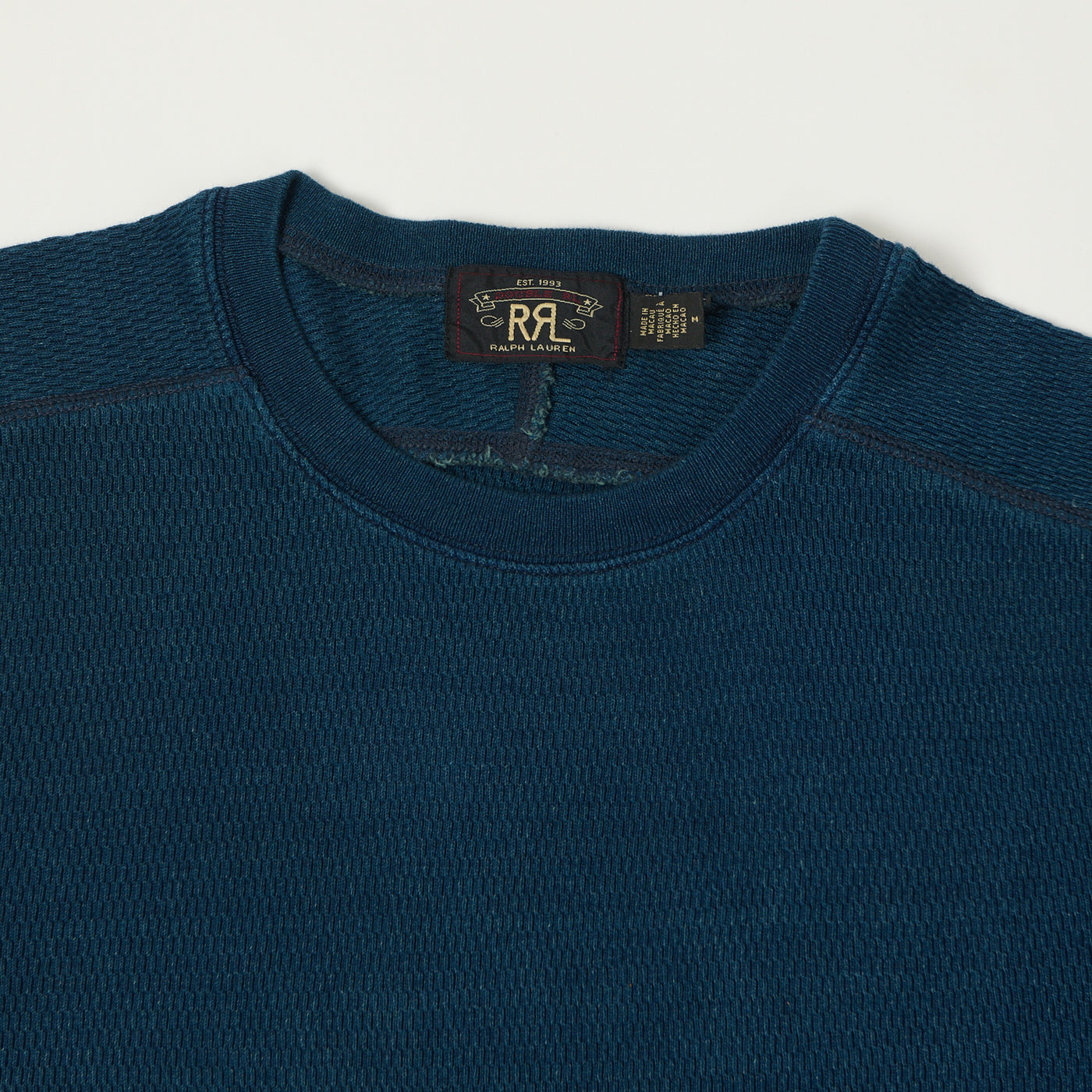 RRL Jacquard-Knit Thermal - Rinsed Blue Indigo
