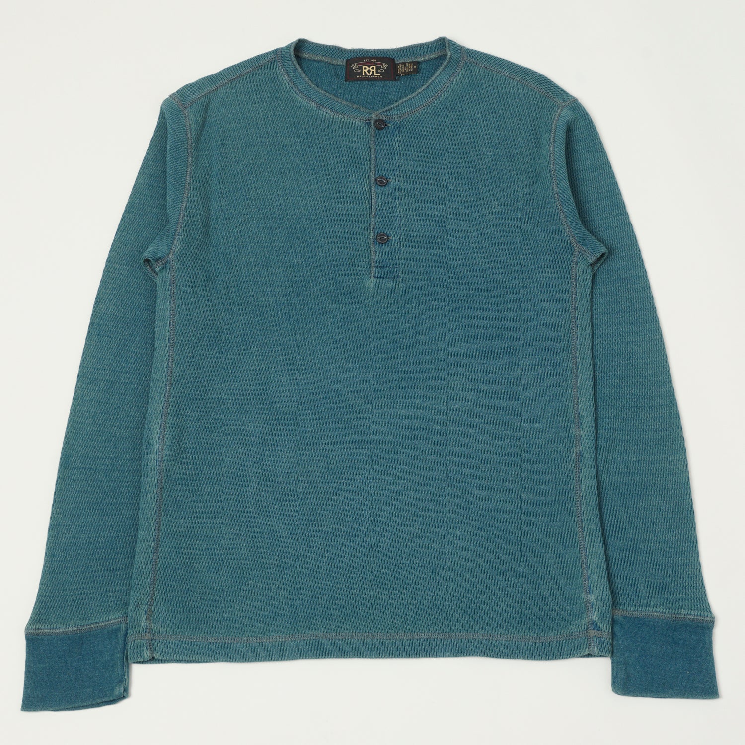 RRL Jacquard-Knit Thermal Henley - Indigo