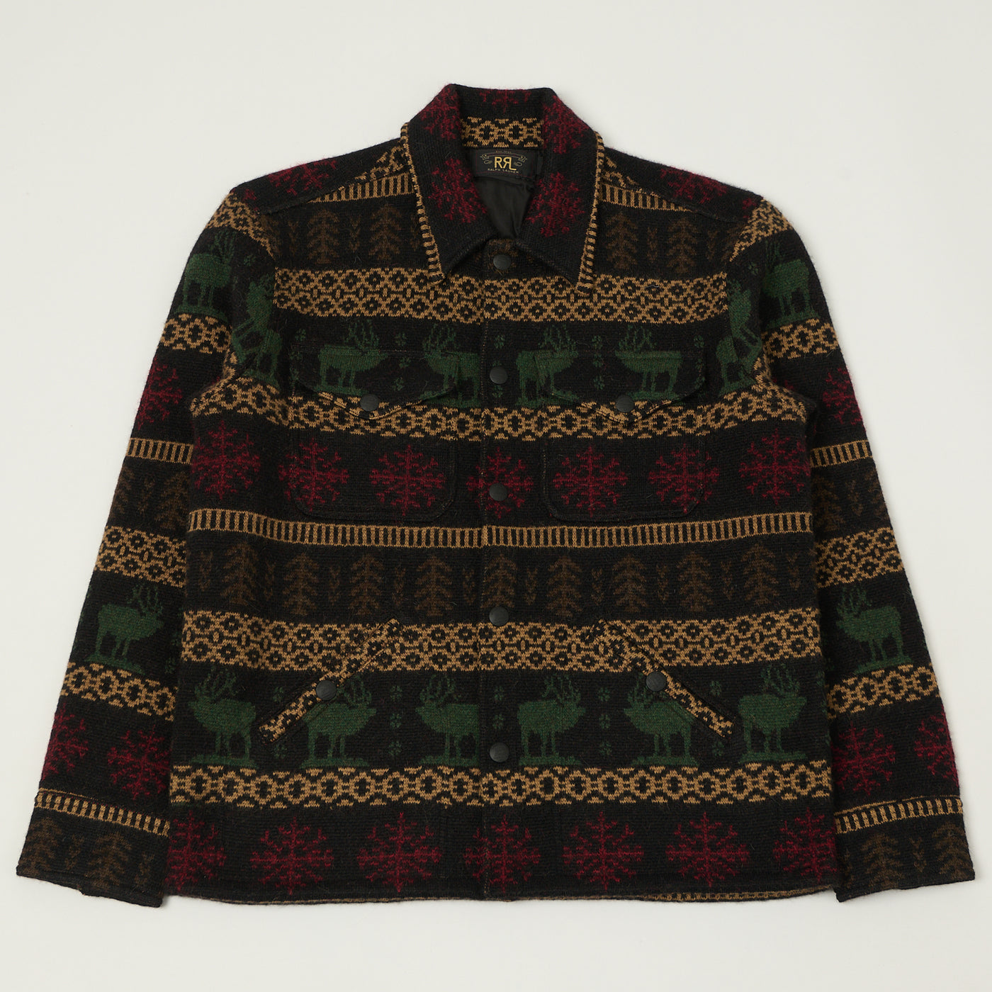 RRL Jacquard Alpaca Knit Jacket - Black/Multi