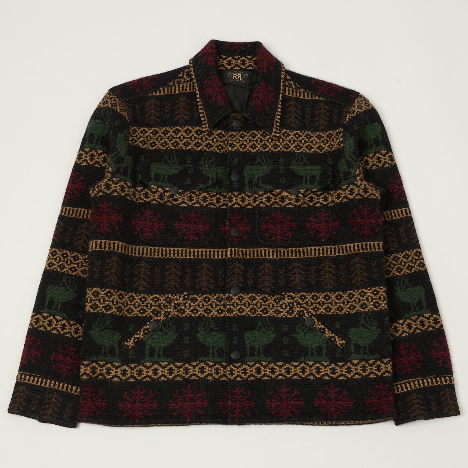 RRL Jacquard Alpaca Knit Jacket - Black/Multi