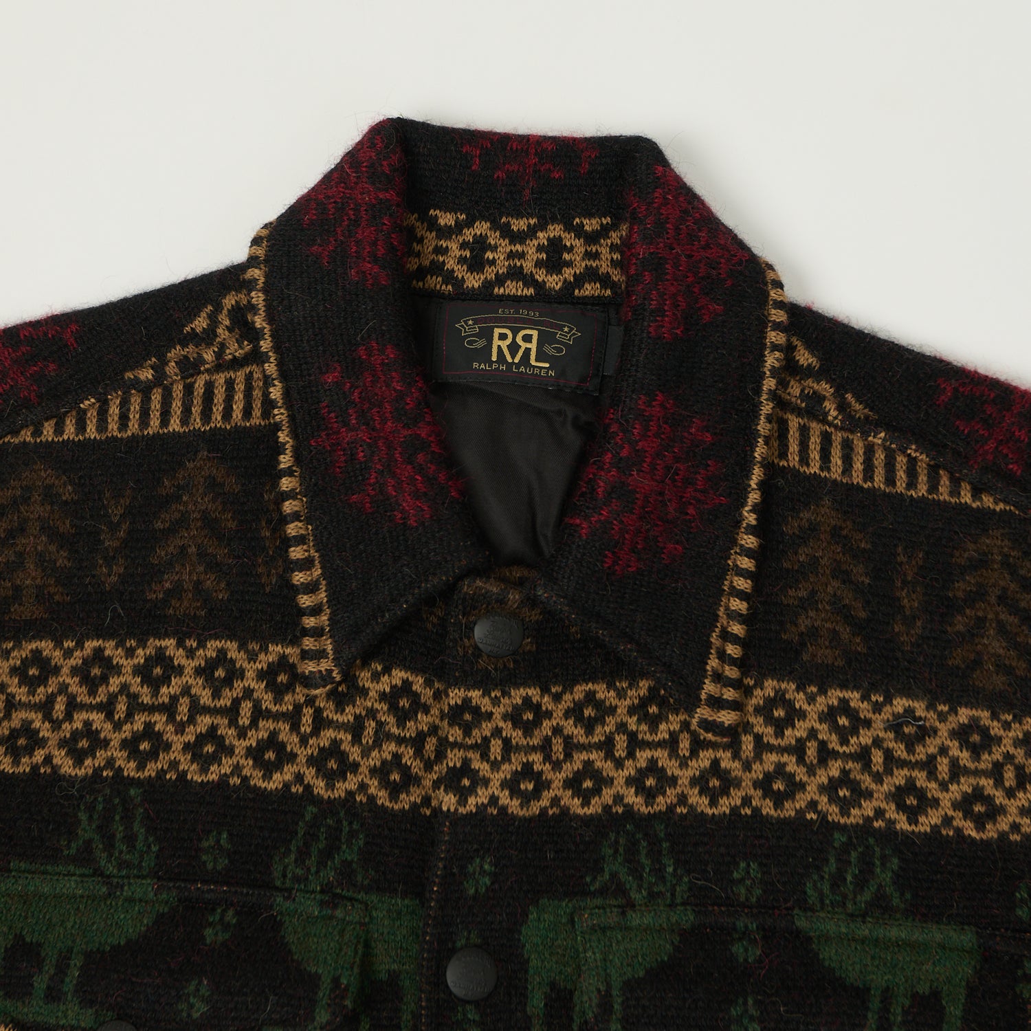 RRL Jacquard Alpaca Knit Jacket - Black/Multi