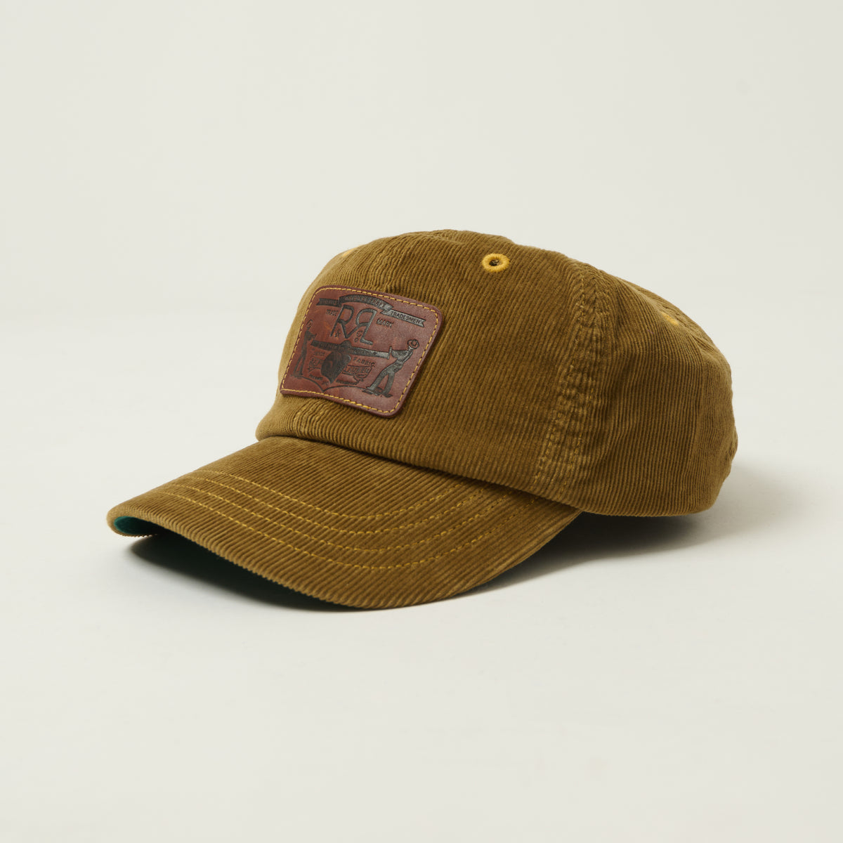 RRL Leather Patch Corduroy Trucker Cap - Tan