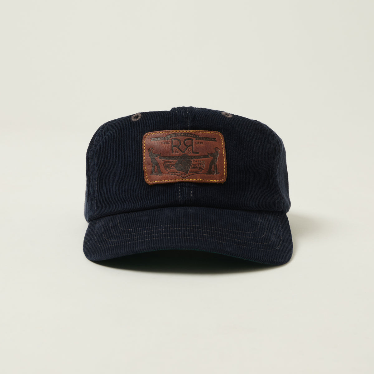 RRL Leather Patch Corduroy Trucker Cap - Navy
