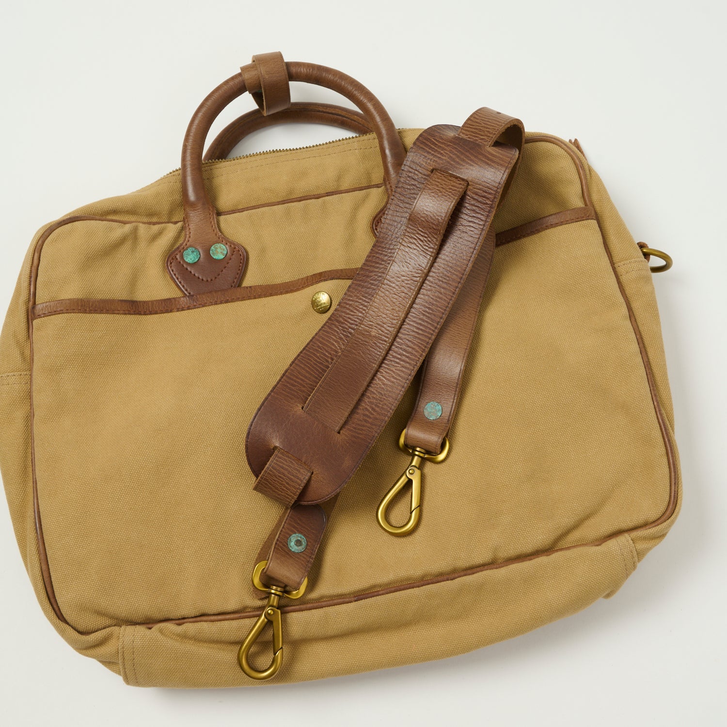 RRL Leather-Trim Canvas Briefcase - Khaki/Brown – SON OF A STAG