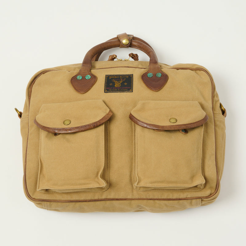 RRL Leather-Trim Canvas Briefcase - Khaki/Brown