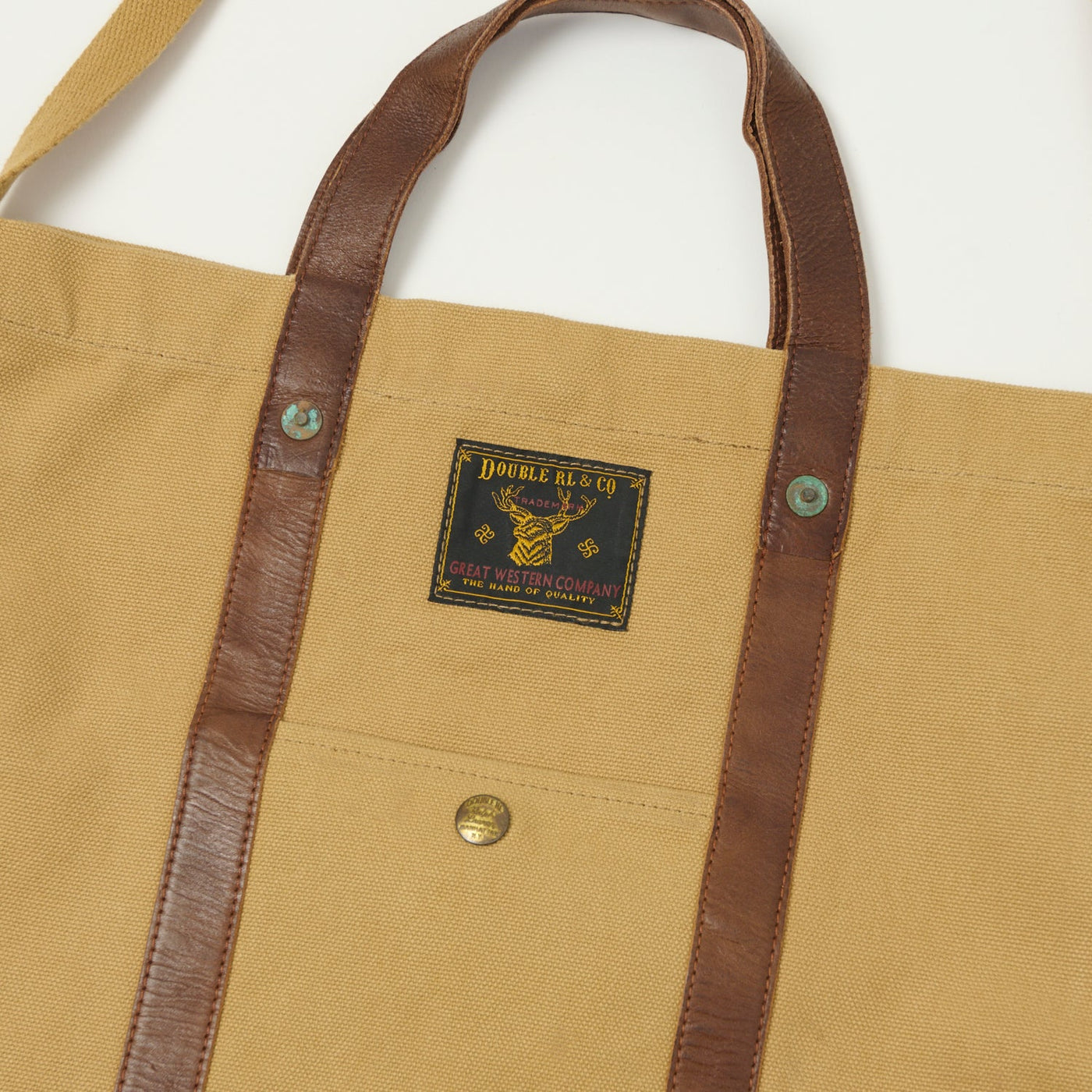RRL Leather-Trim Canvas Tote - Khaki/Brown | SON OF A STAG