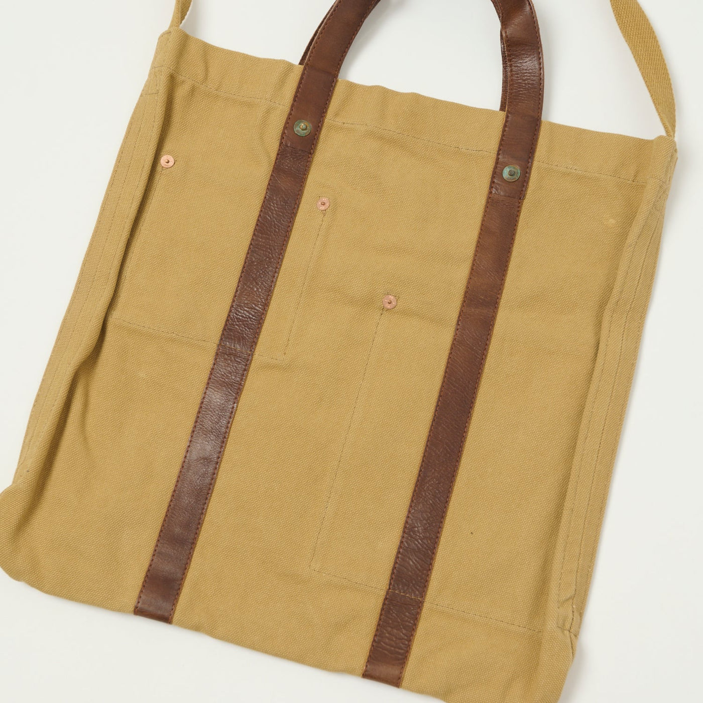RRL Leather-Trim Canvas Tote - Khaki/Brown | SON OF A STAG