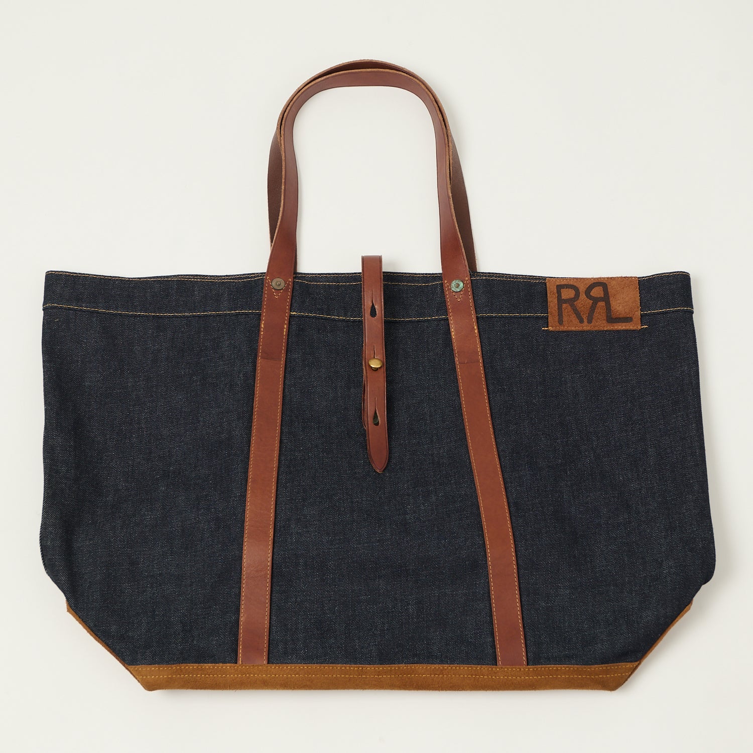 RRL Leather-Trim Denim Tote Bag - Indigo