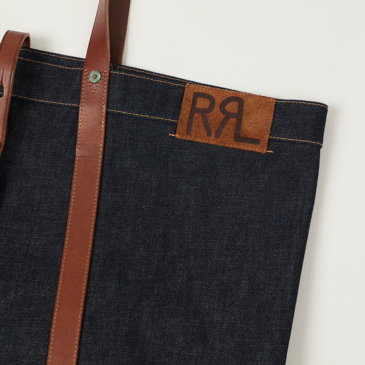 RRL Leather-Trim Denim Tote Bag - Indigo