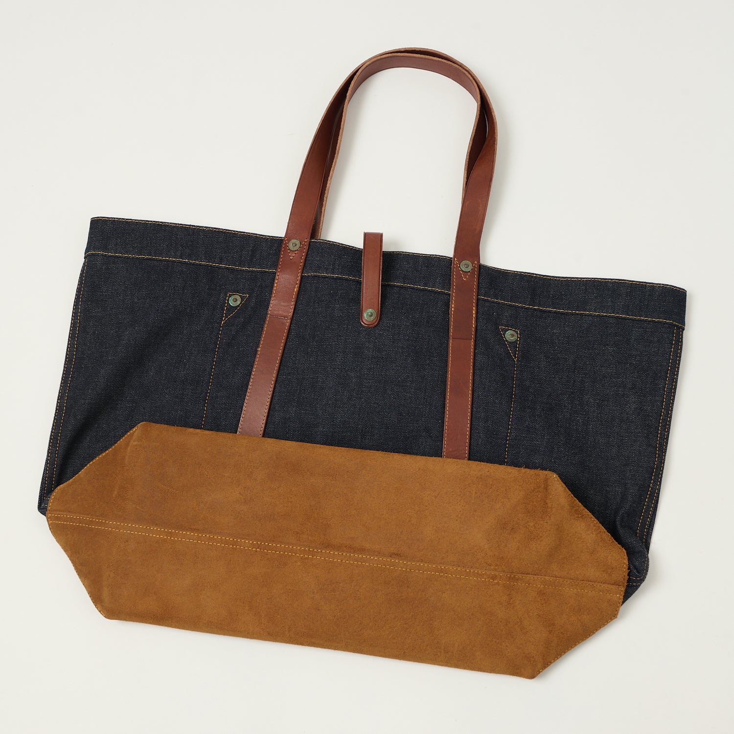 RRL Leather-Trim Denim Tote Bag - Indigo