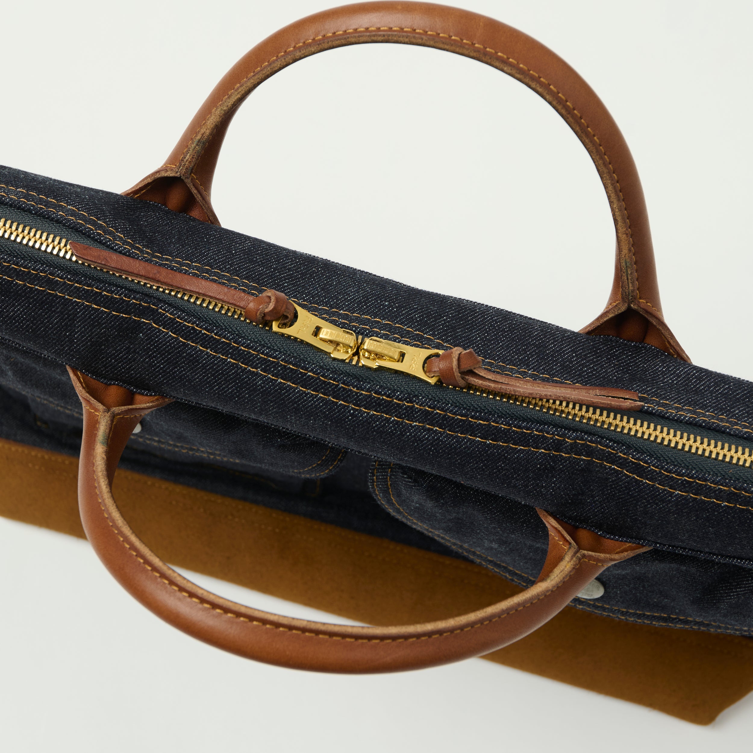 RRL Leather-Trim Denim Day Bag - Indigo