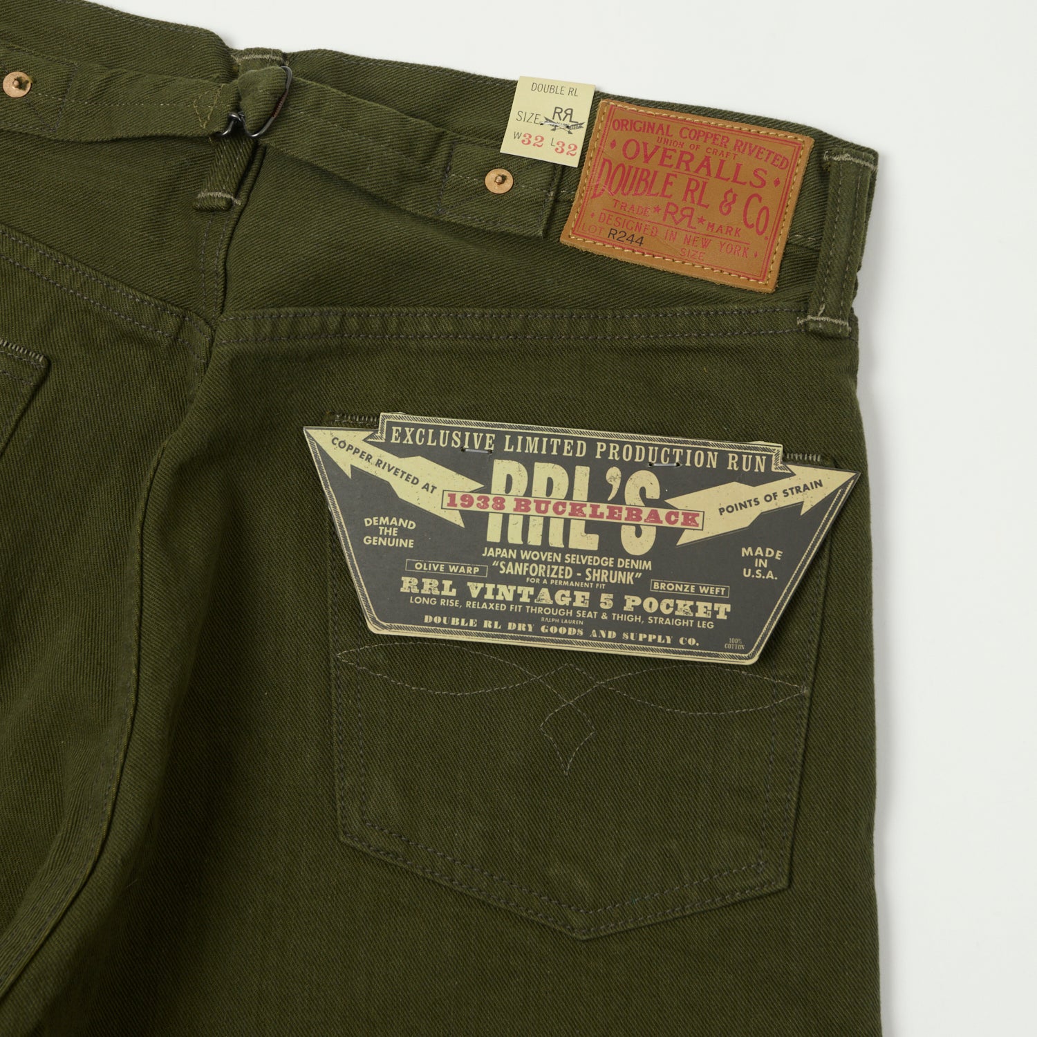 RRL Limited Edition Olive Regular Straight Jean - One Wash – SON