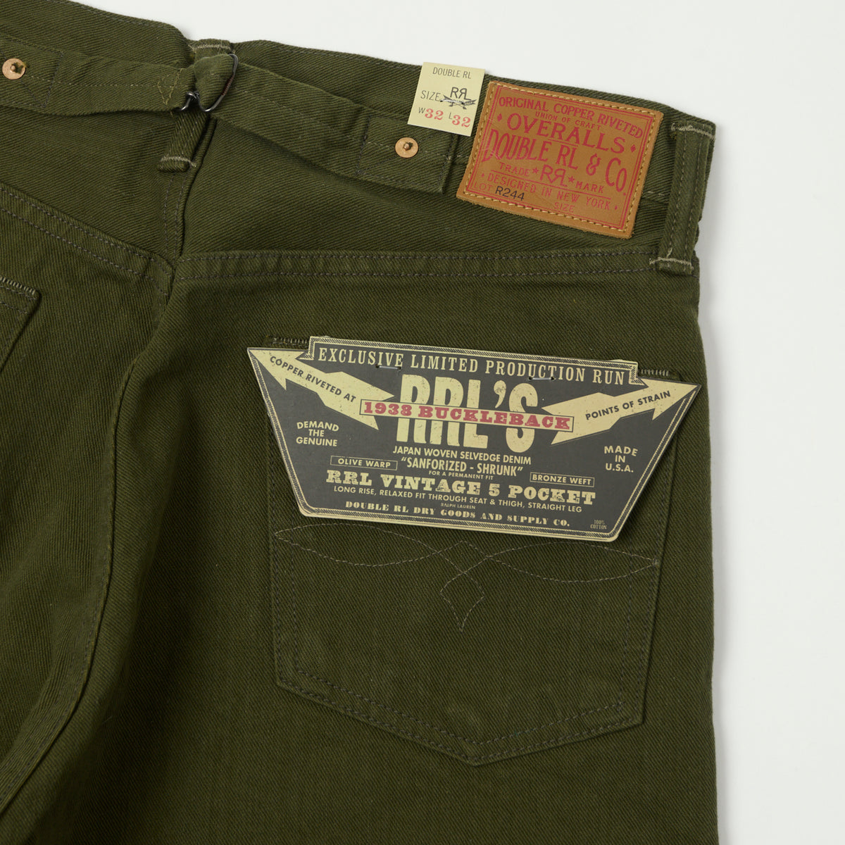 RRL Limited Edition Olive Regular Straight Jean - One Wash