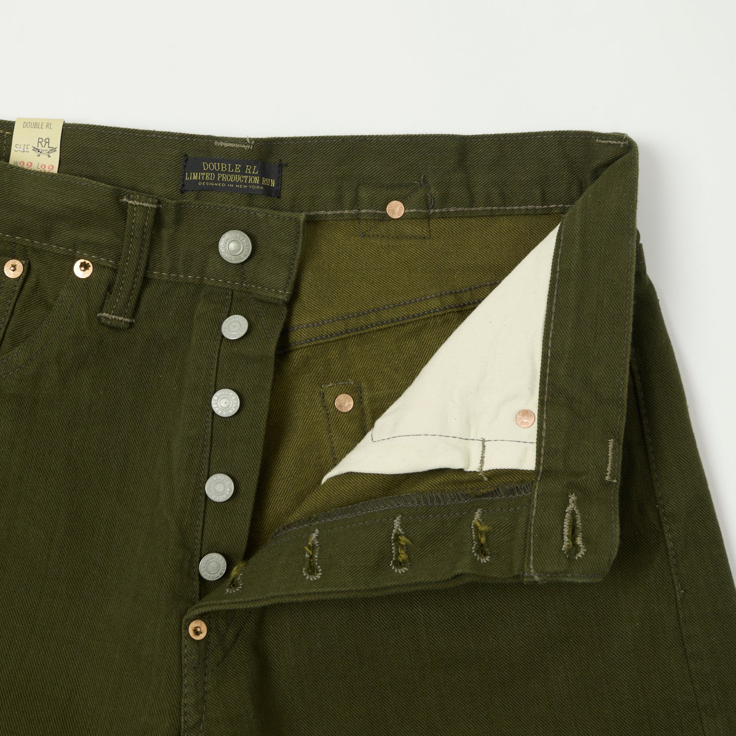 RRL Limited Edition Olive Regular Straight Jean - One Wash