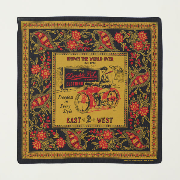 RRL Motorcyclist-Print Cotton Bandana - Navy/Yellow/Red