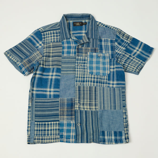 RRL Indigo Patchwork Camp Shirt - Indigo Patchwork