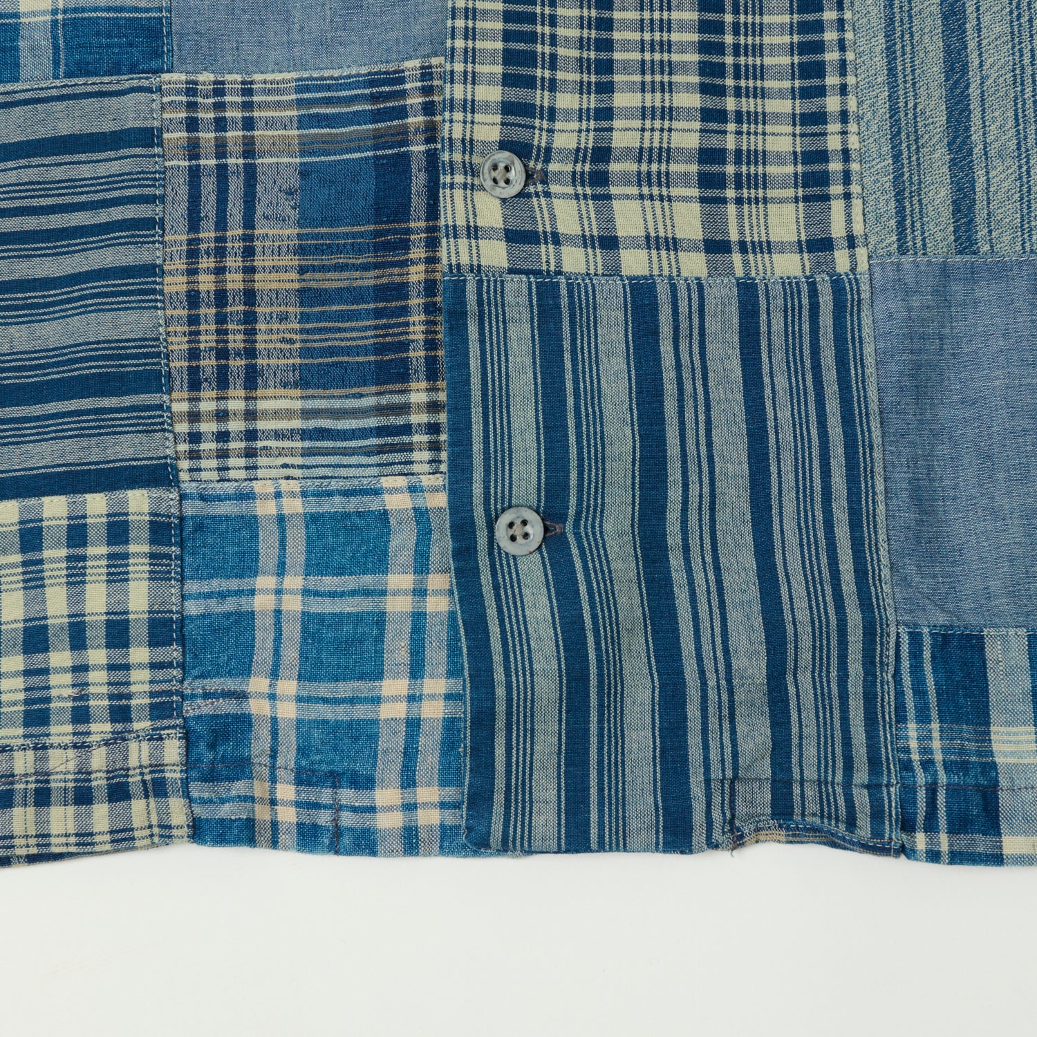 RRL Patchwork Camp Collar Shirt - Indigo