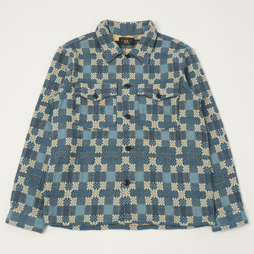 RRL Patterned-Jacquard Shirt - Indigo Blue