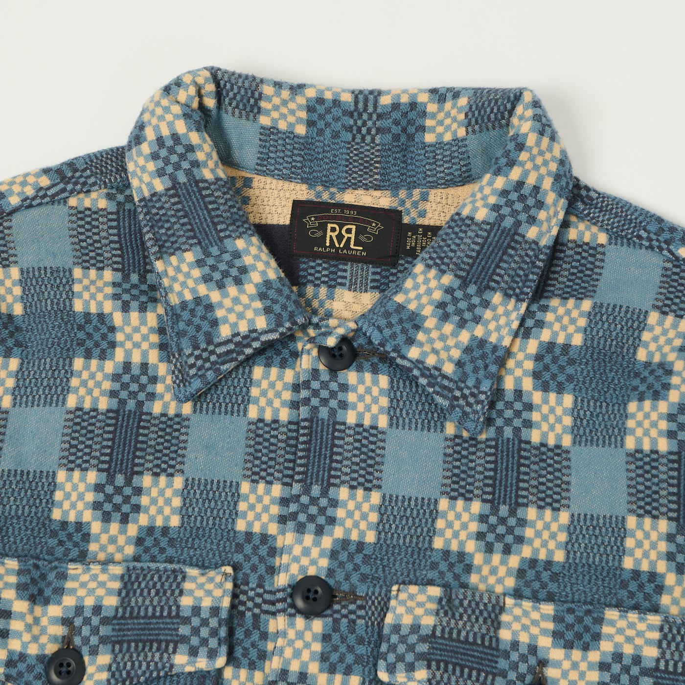 RRL Patterned-Jacquard Shirt - Indigo Blue