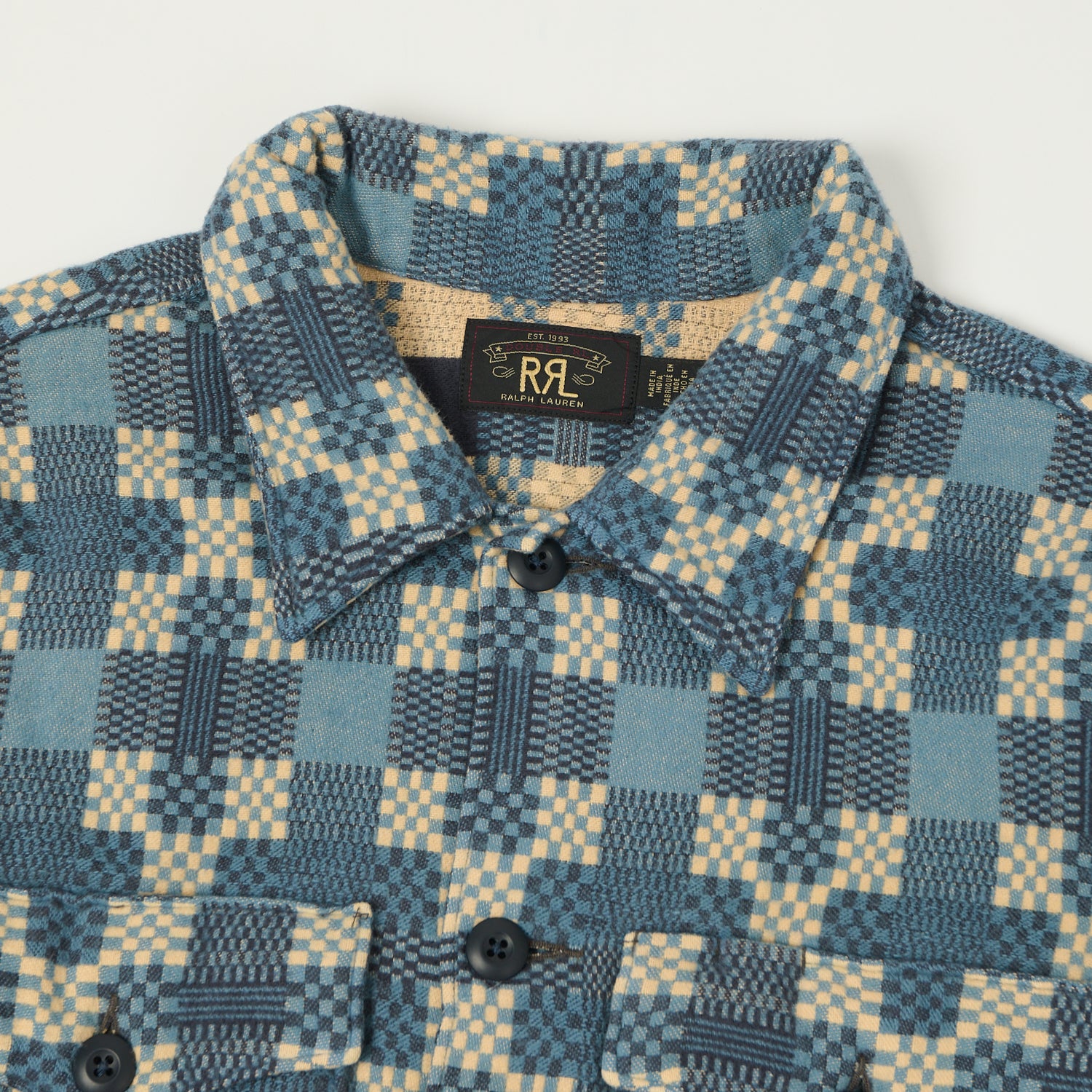 RRL Patterned-Jacquard Shirt - Indigo Blue