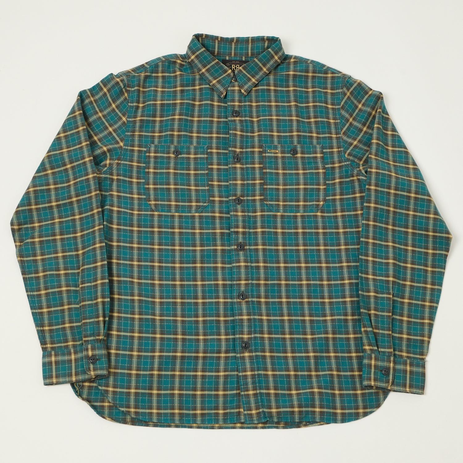 RRL Plaid Twill Workshirt - Teal/Multi