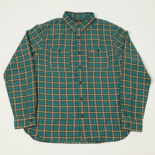 RRL Plaid Twill Workshirt - Teal/Multi