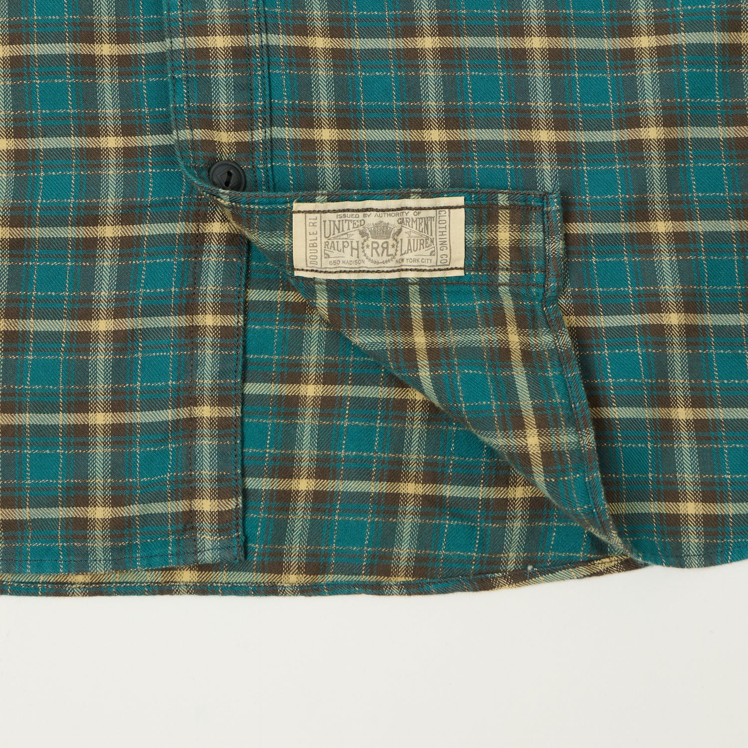 RRL Plaid Twill Workshirt - Teal/Multi