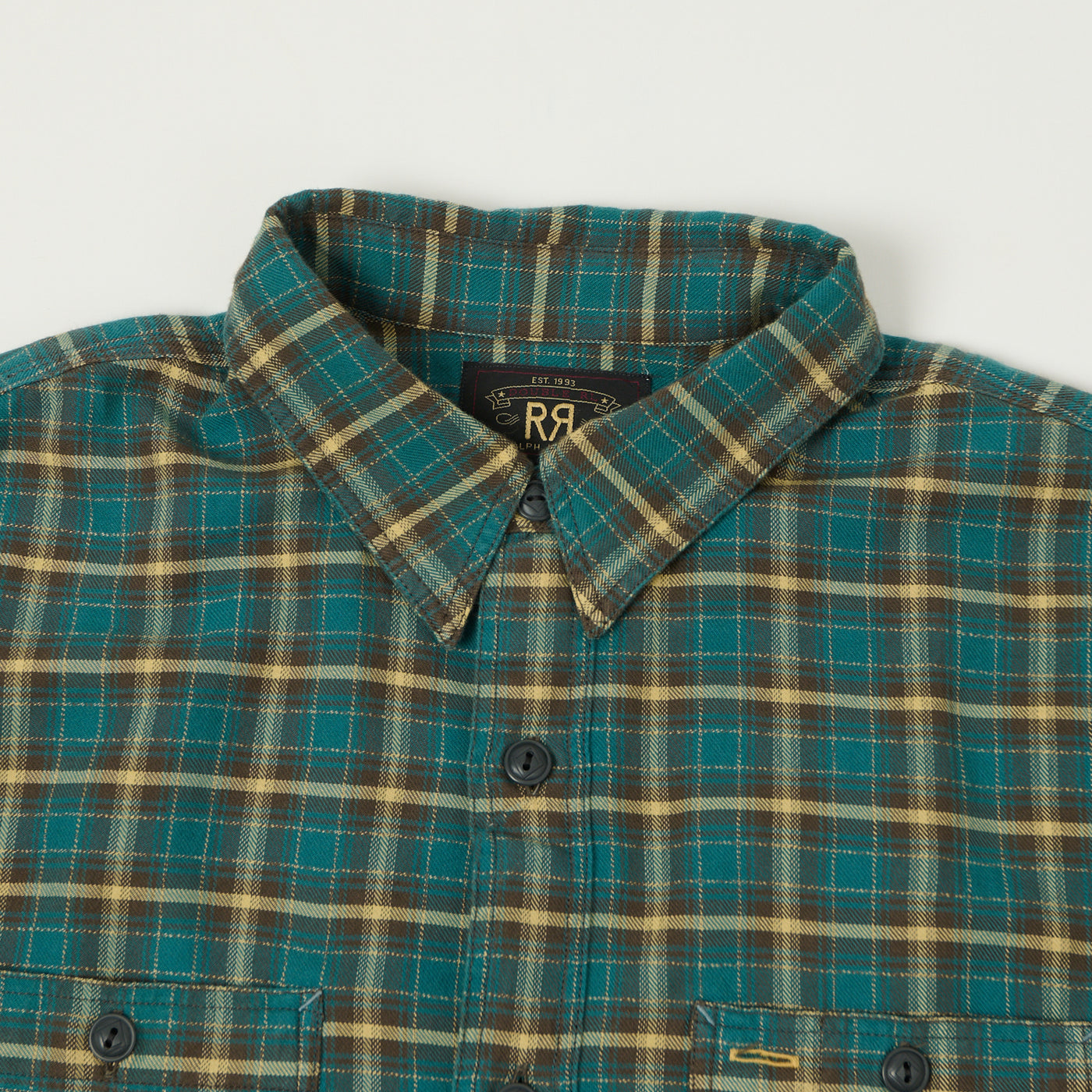 RRL Plaid Twill Workshirt - Teal/Multi