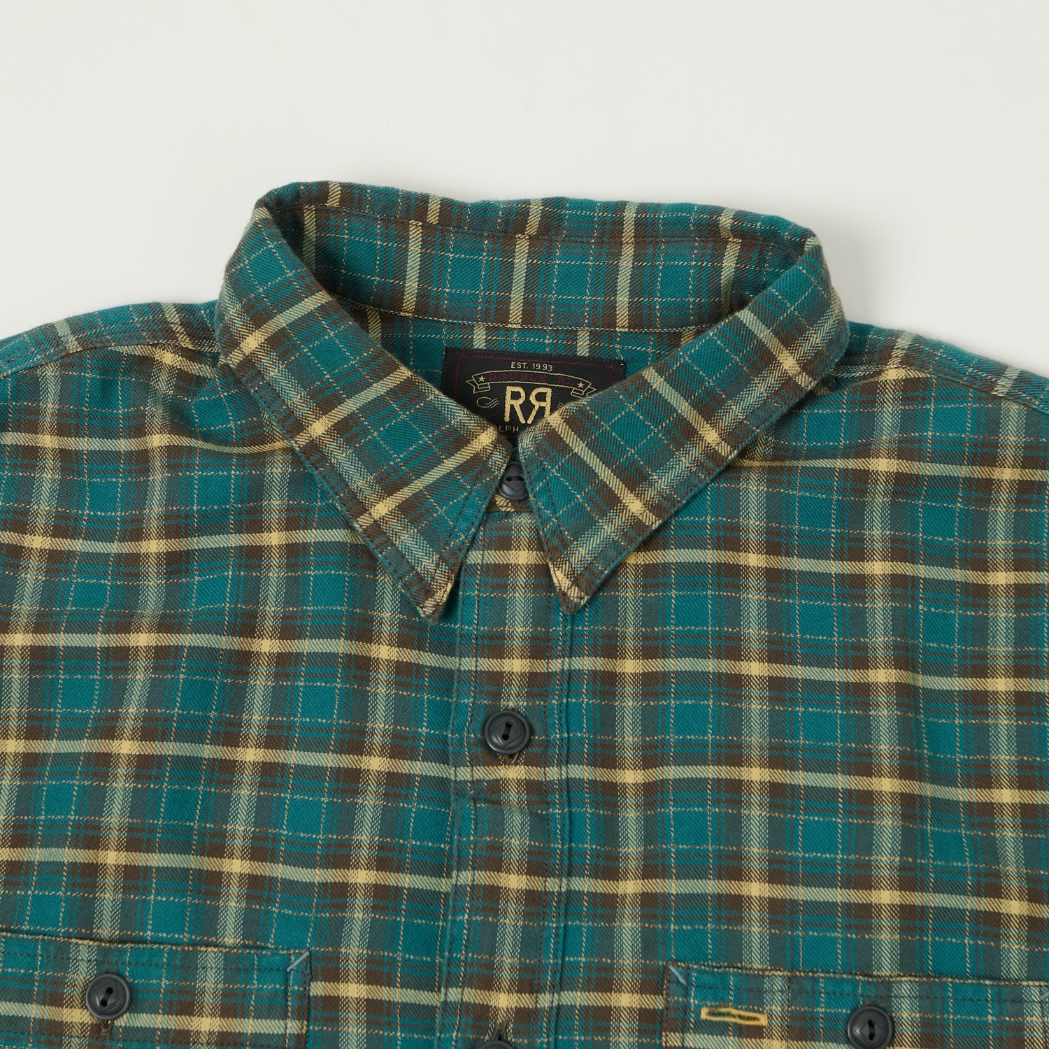 RRL Plaid Twill Workshirt - Teal/Multi