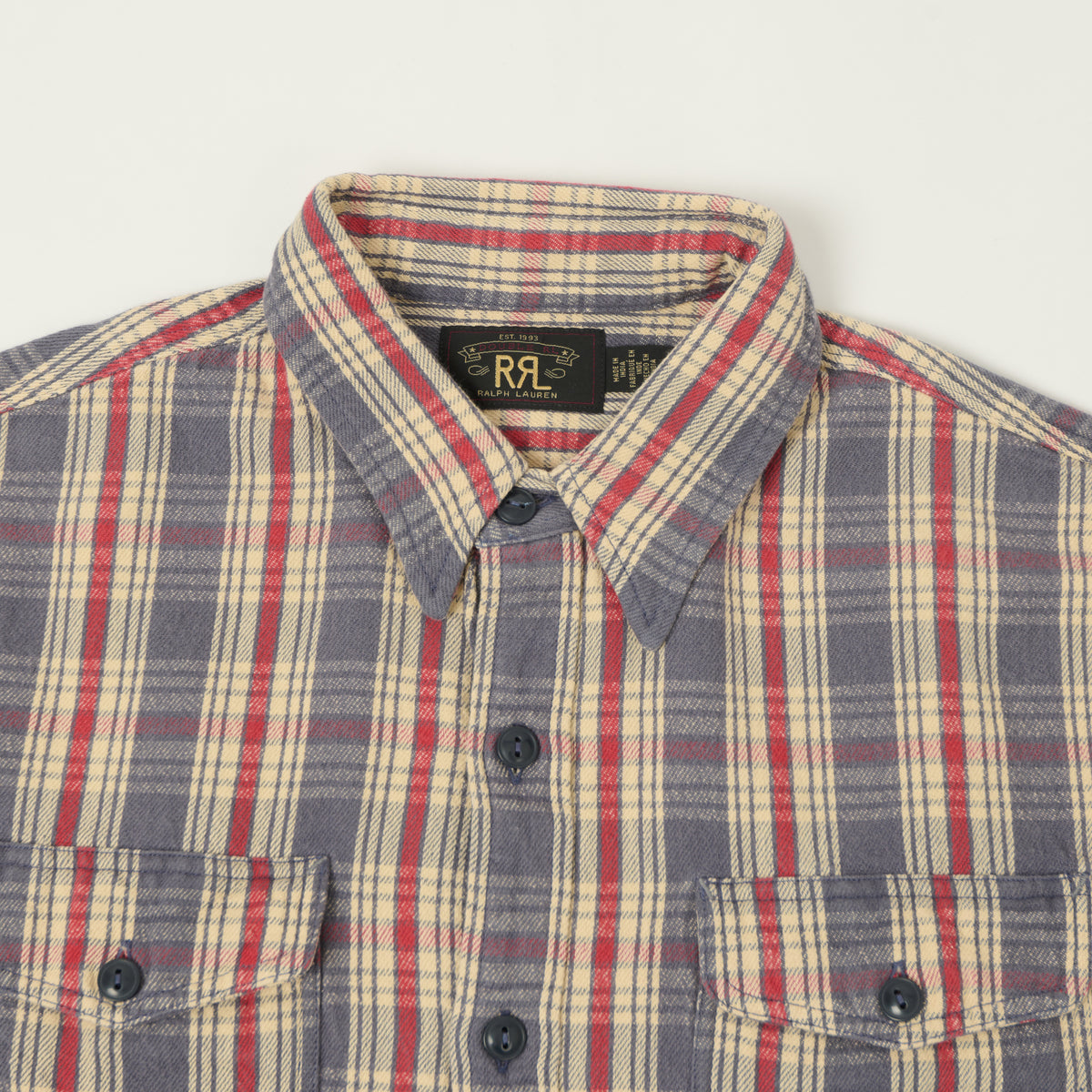 RRL Plaid Twill Workshirt - Blue/Multi