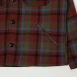 RRL Plaid Wool Twill Shirt Jacket - Maroon Plaid