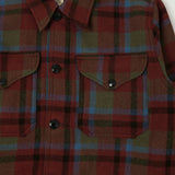 RRL Plaid Wool Twill Shirt Jacket - Maroon Plaid