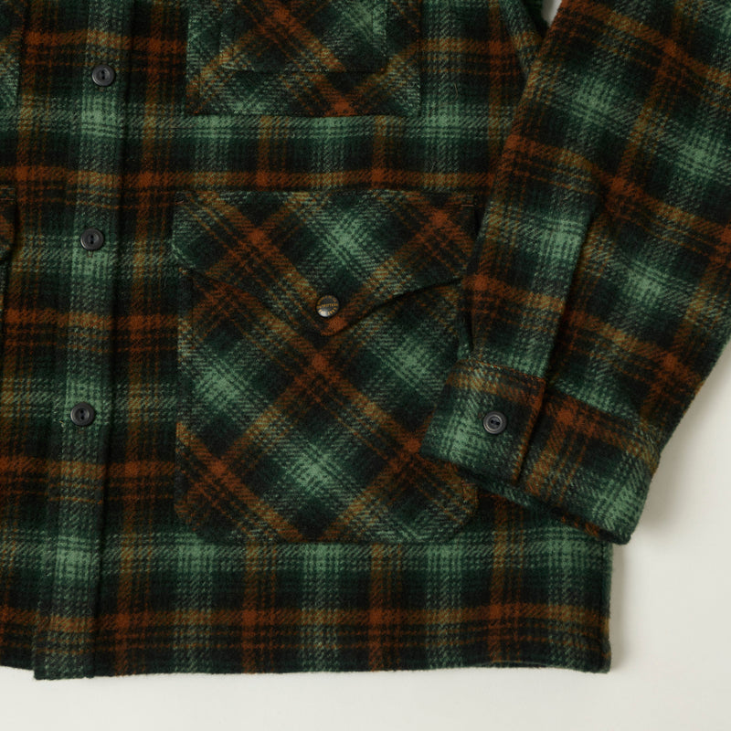RRL Wool Twill Plaid Overshirt - Green