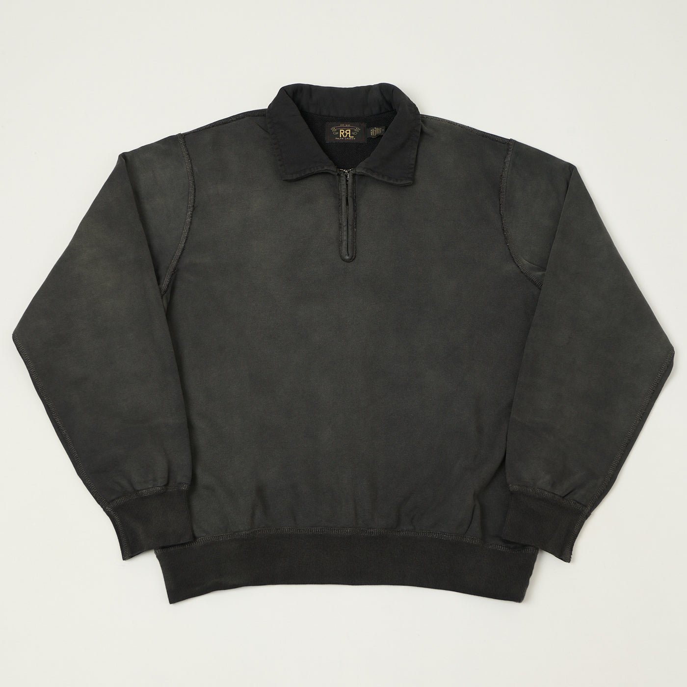 RRL Quarter Zip Sweatshirt - Washed Black