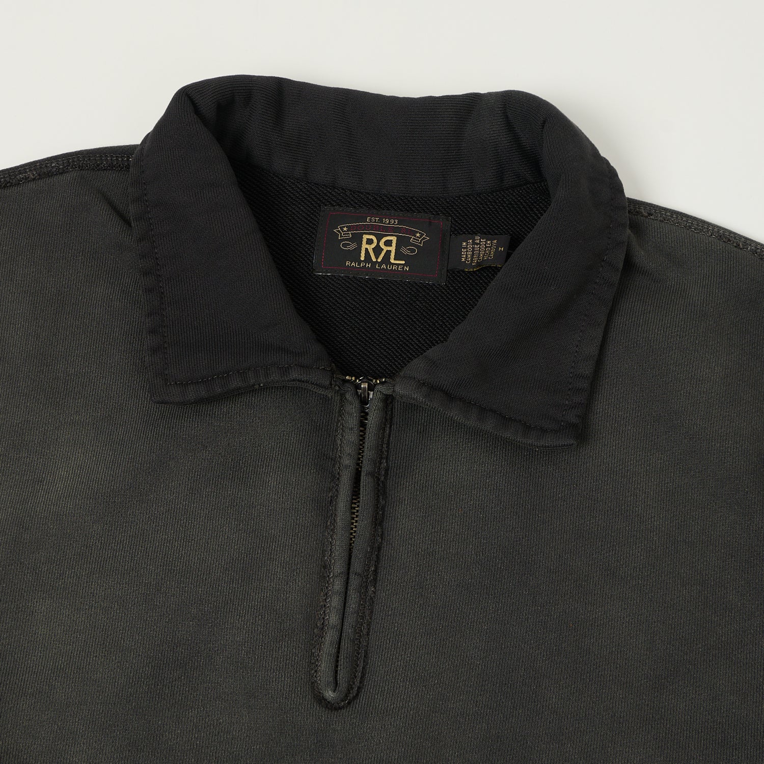 RRL Quarter Zip Sweatshirt - Washed Black