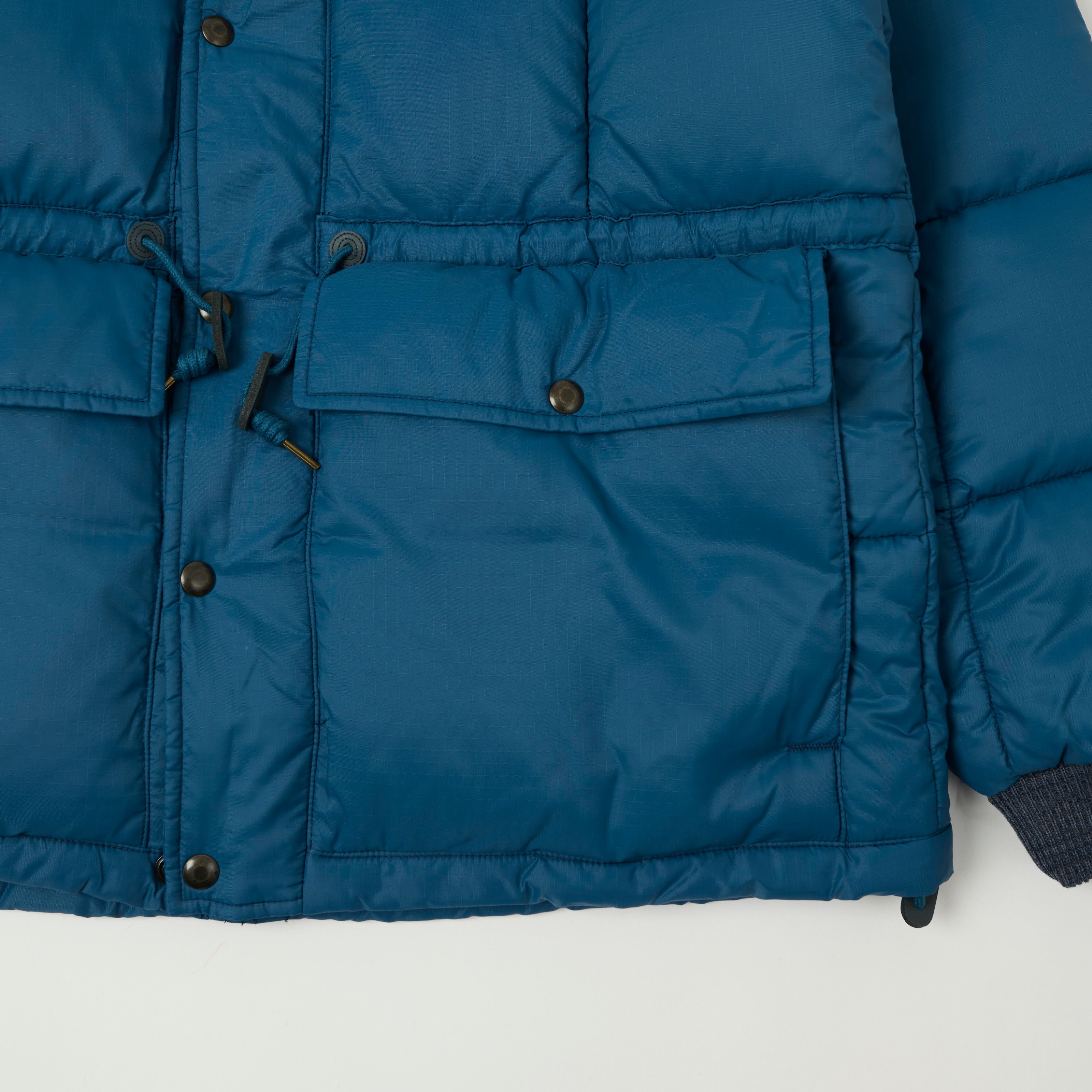 RRL Quilted Ripstop Hooded Puffer Jacket - Vintage Blue