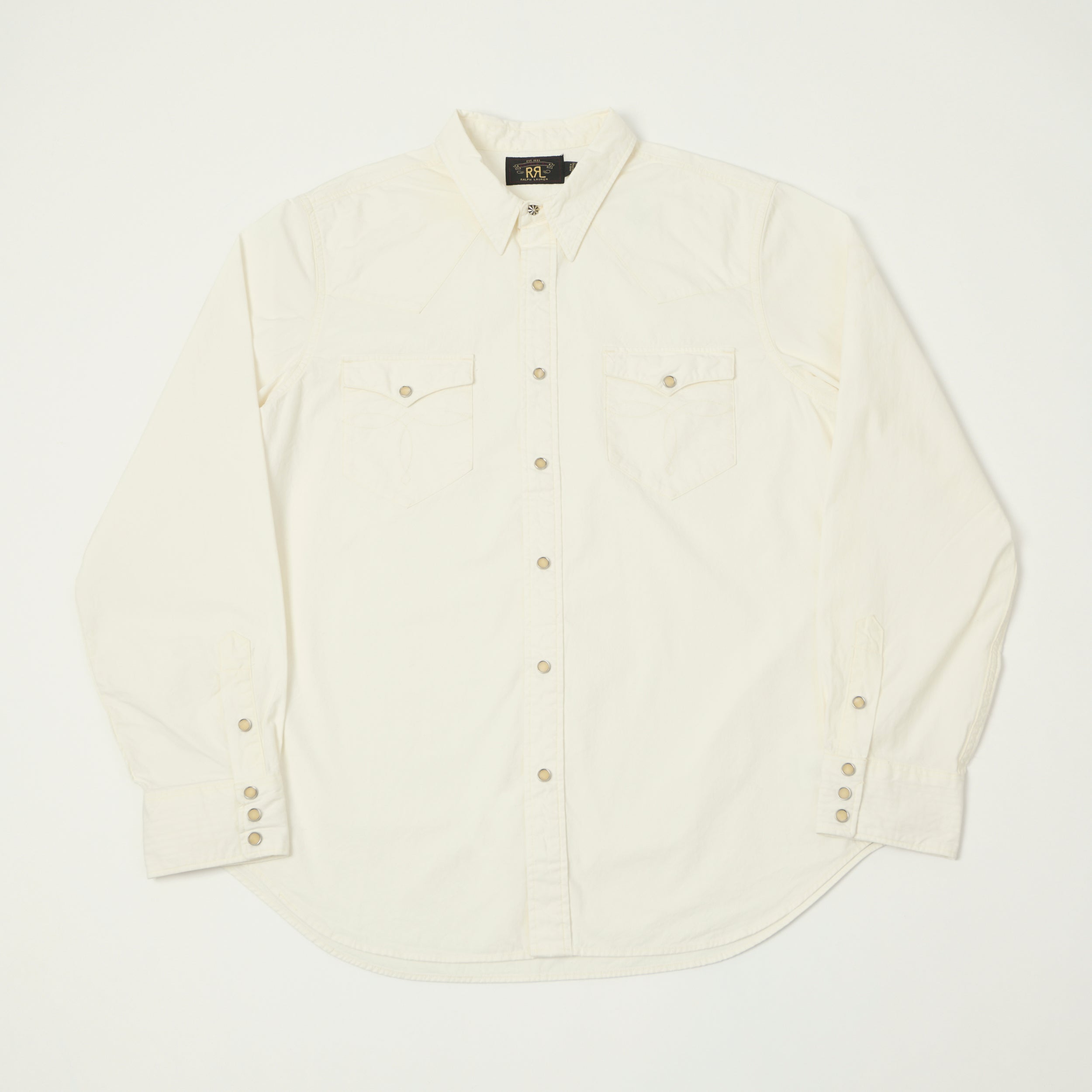 RRL Slim Fit Poplin Western Shirt - White