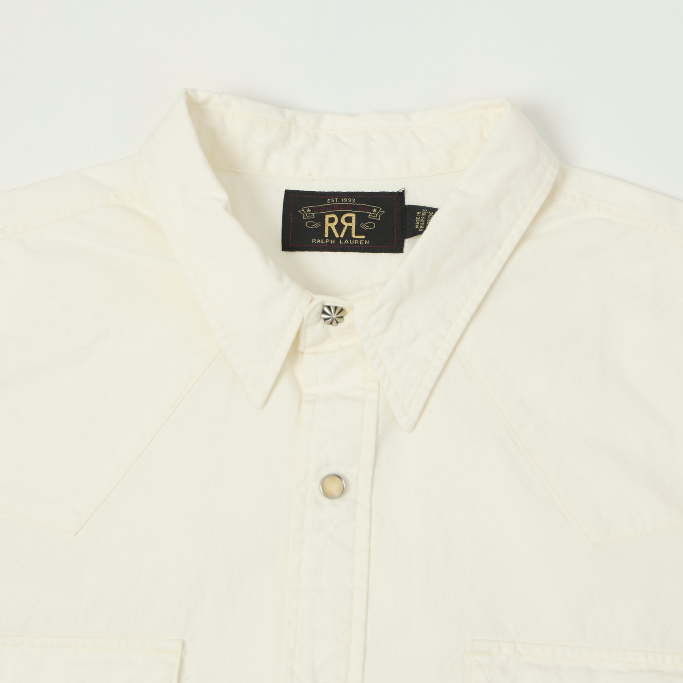 RRL Slim Fit Poplin Western Shirt - White