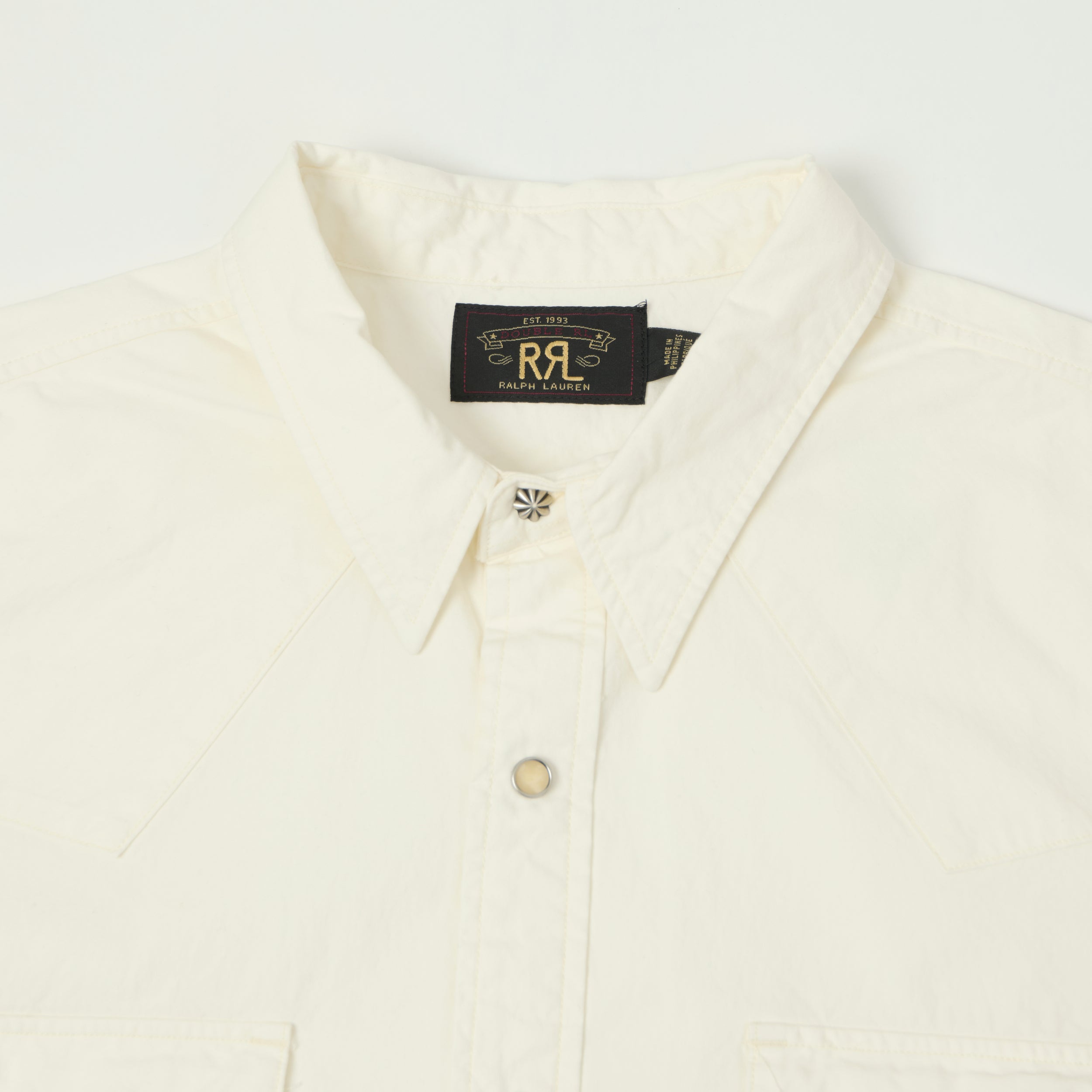 RRL Slim Fit Poplin Western Shirt - White