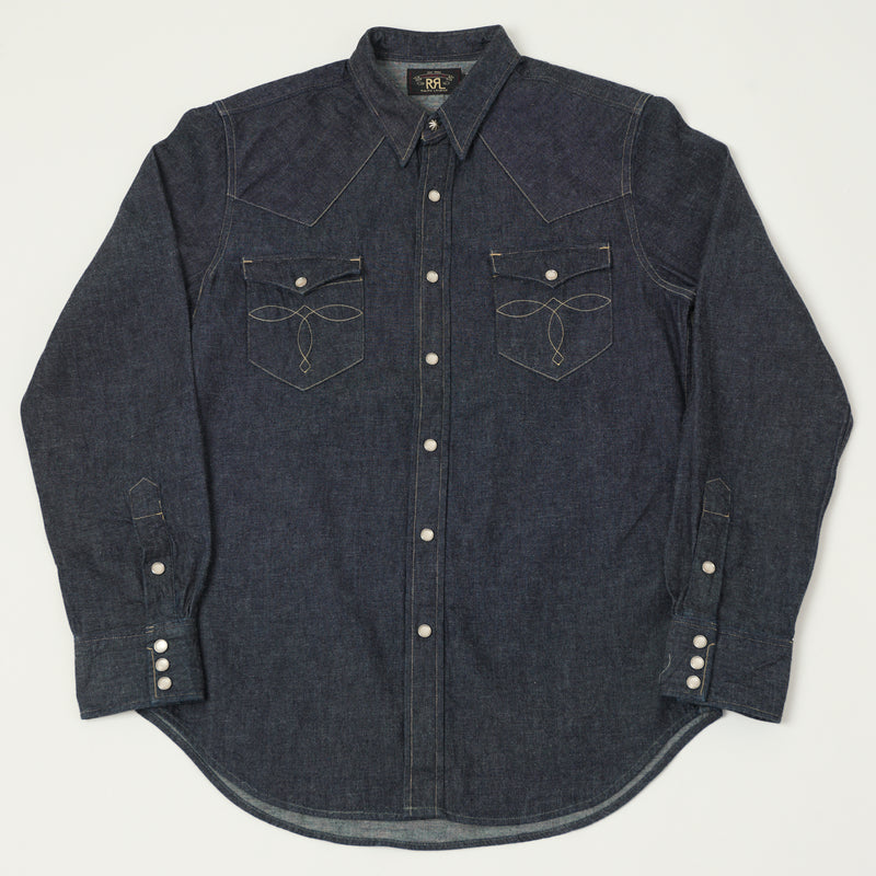 RRL Slim Fit Denim Western Shirt - Rinse