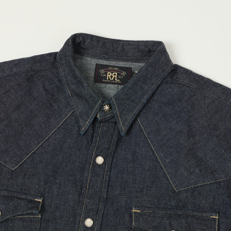 RRL Slim Fit Denim Western Shirt - Rinse