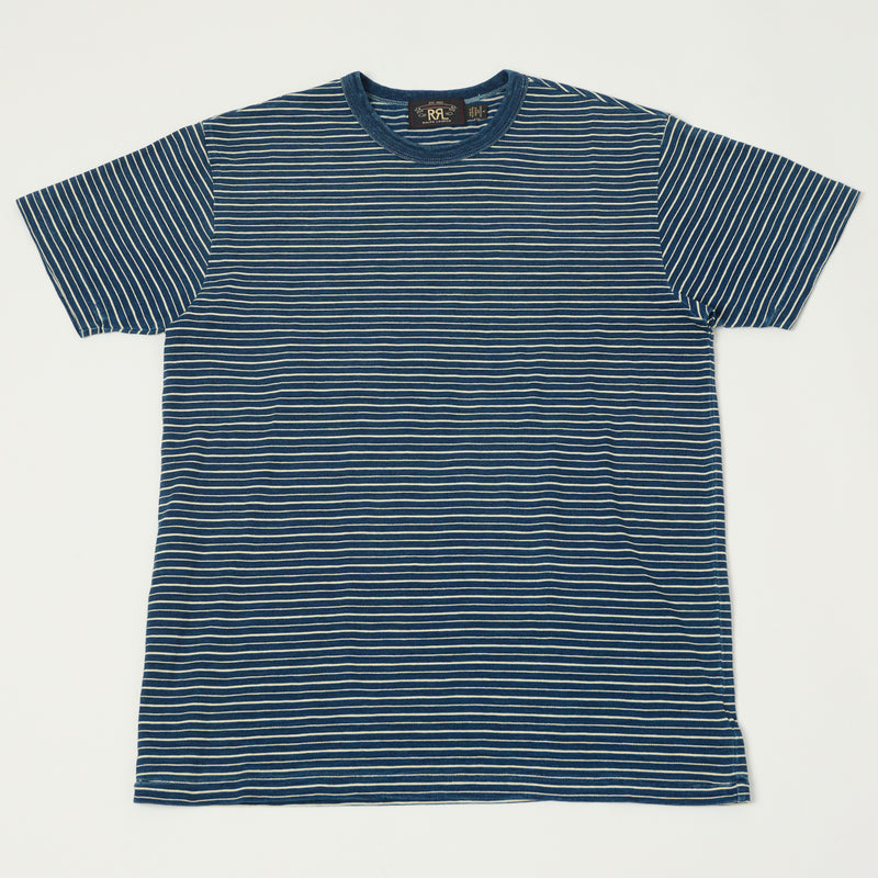 RRL Striped Jacquard T-Shirt - Indigo