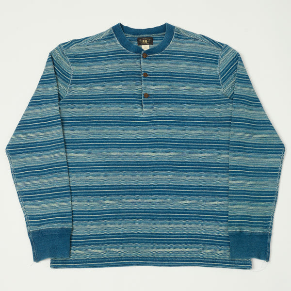 RRL Jacquard-Knit Thermal Henley - Indigo Stripe – SON OF A STAG